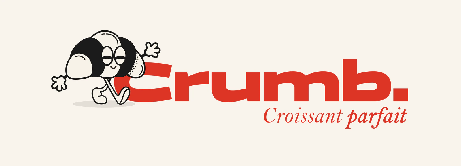 Logo Crumb. avec sa mascotte croissant et la signature « Croissant parfait »