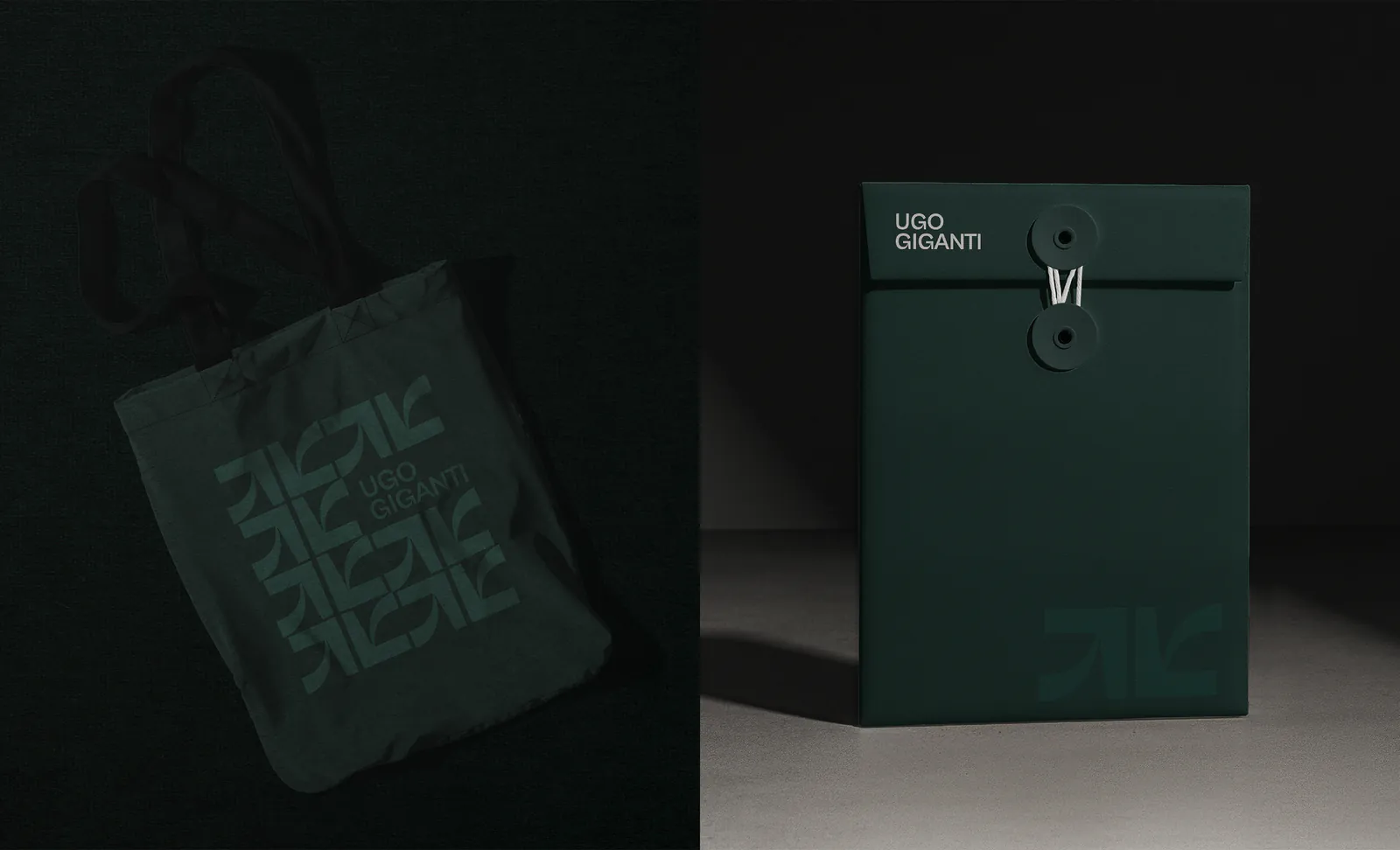 Tote bag à motif de monogrammes et enveloppe à ficelle Ugo Giganti