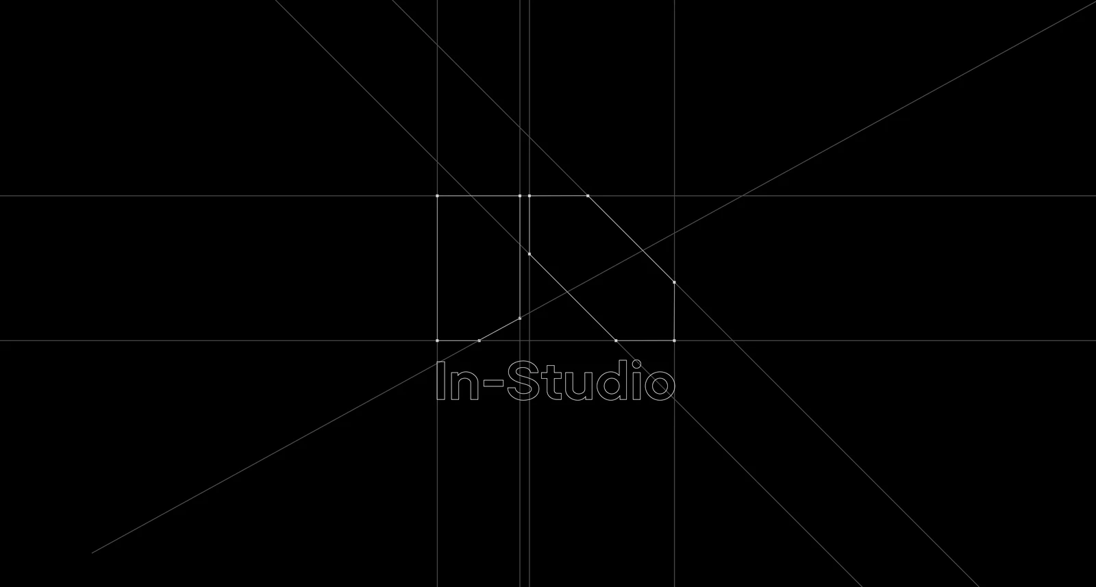 Construction du monogramme In-Studio sur une grille de tracés géométriques