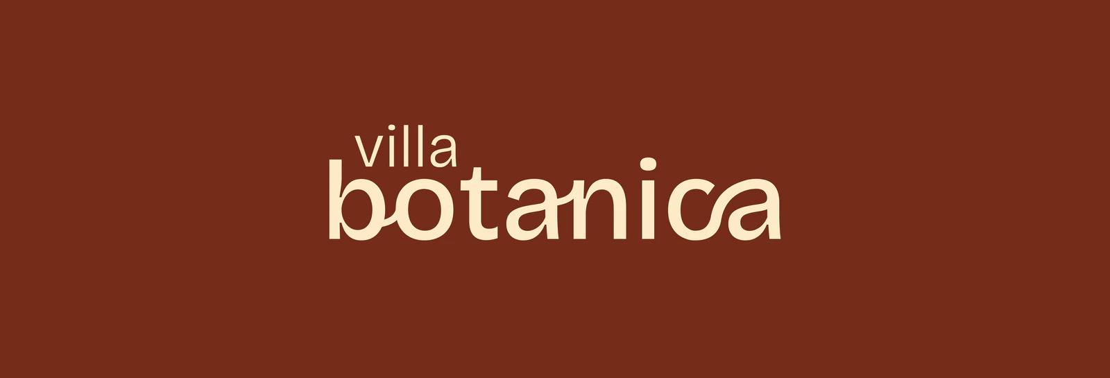 Logotype Villa Botanica crème sur fond terracotta
